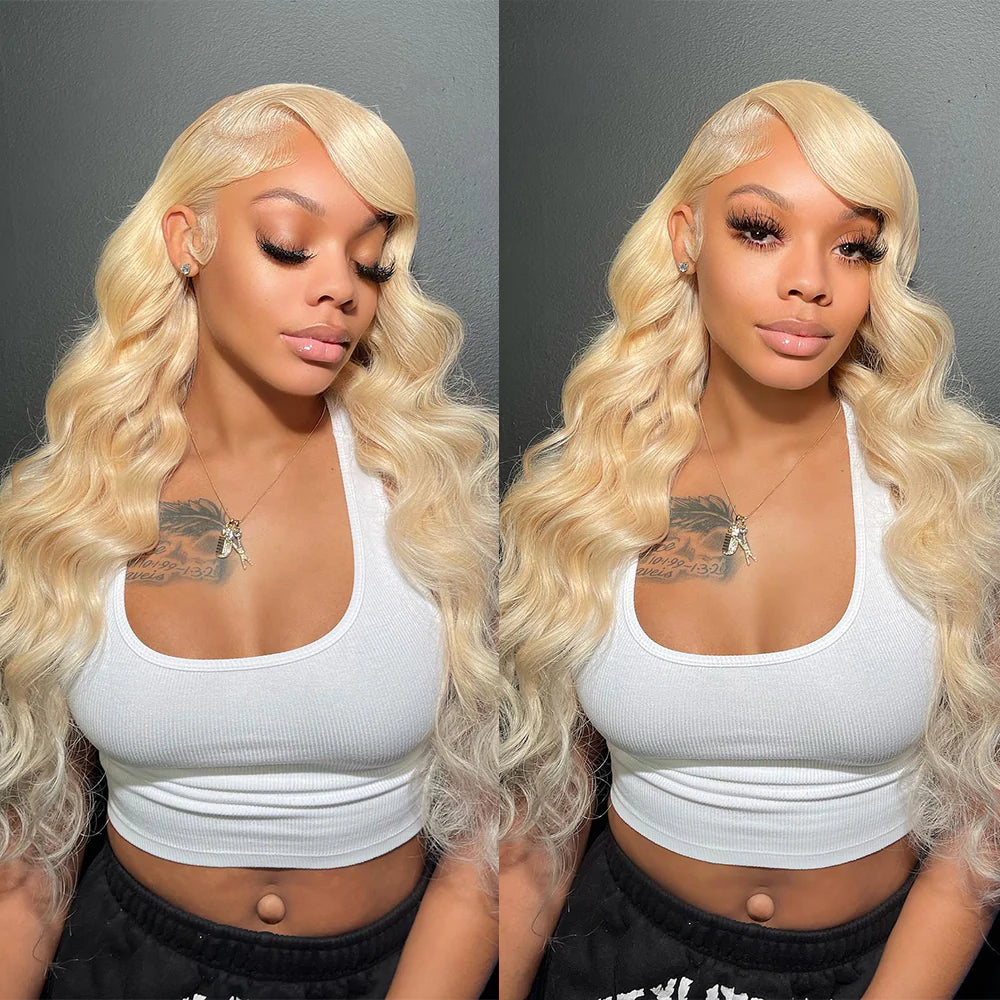 Long 613 Platinum Blonde Frontal Wigs