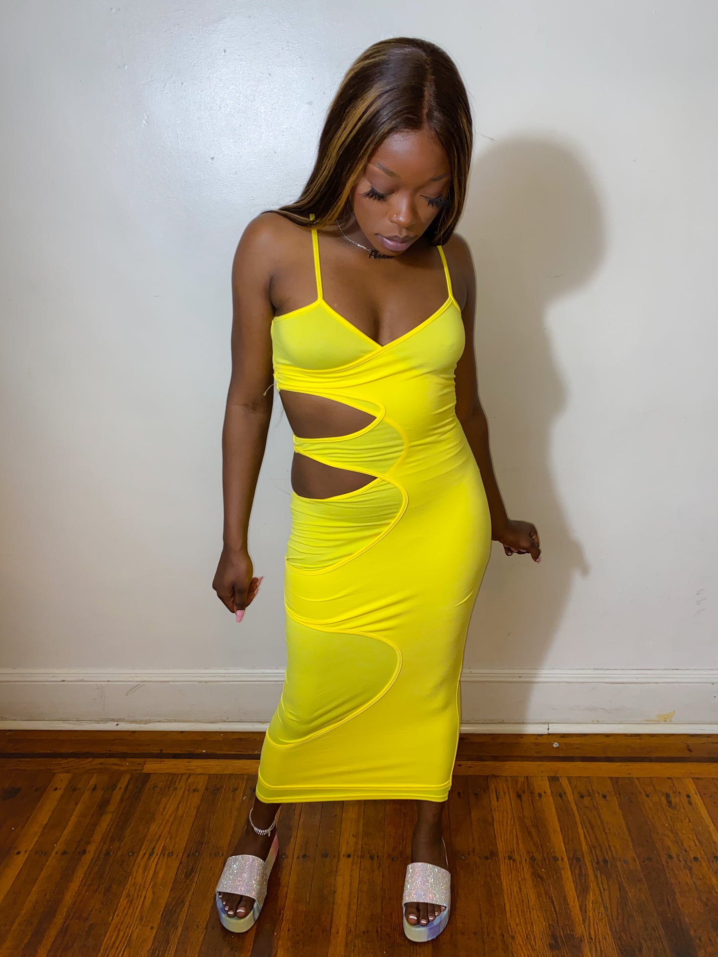 Cocky Af Maxi Dress (Yellow)