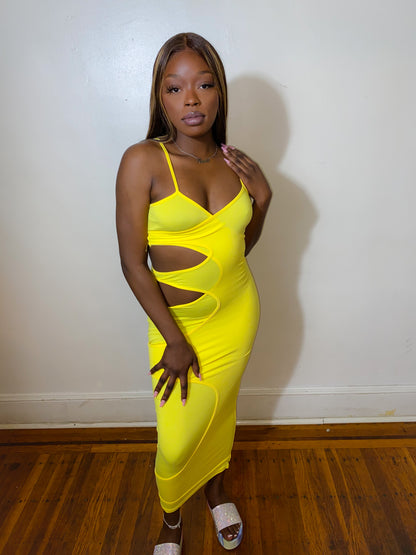 Cocky Af Maxi Dress (Yellow)